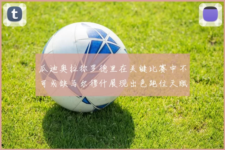 瓜迪奥拉称罗德里在关键比赛中不可或缺马尔穆什展现出色跑位天赋